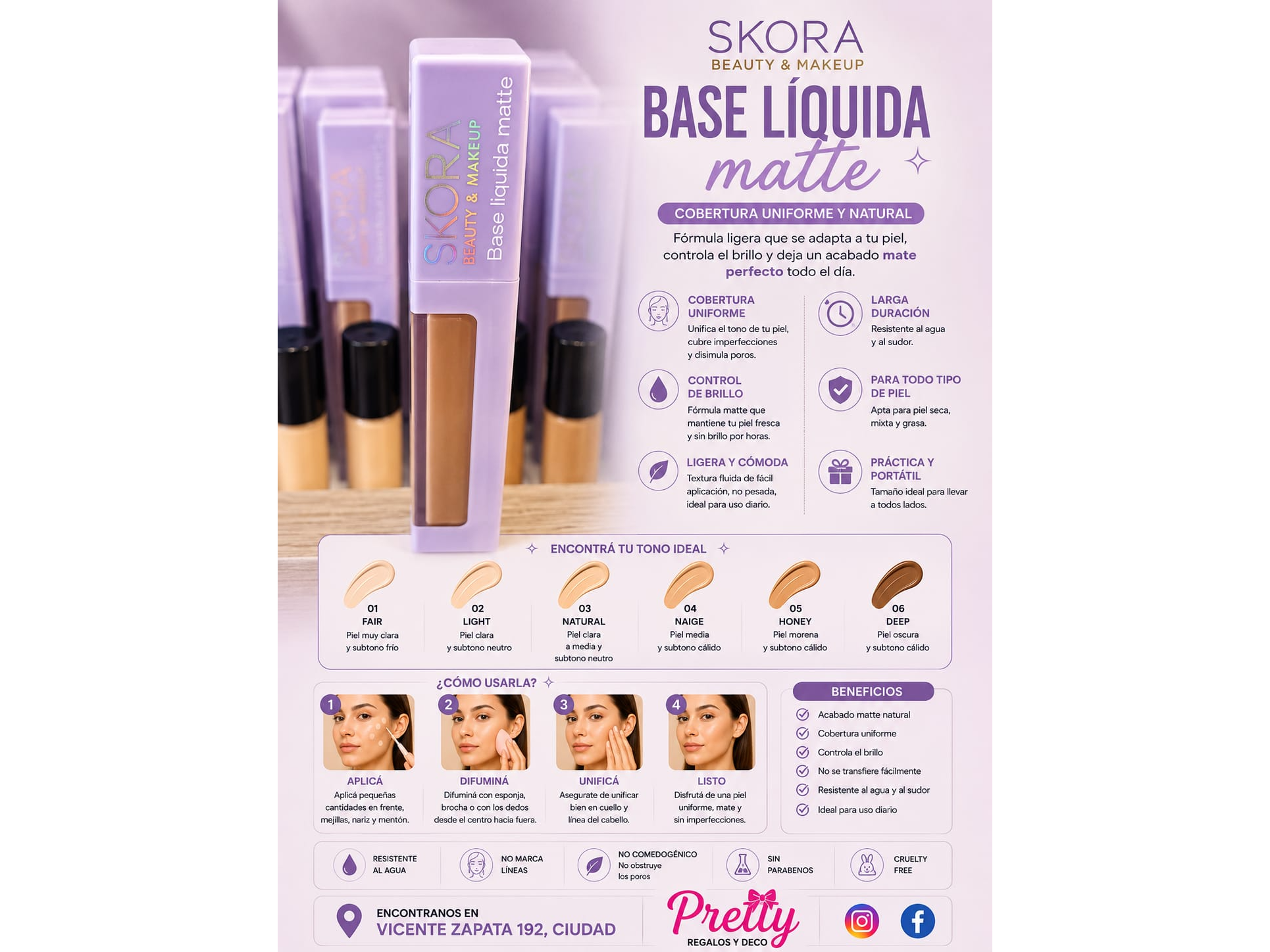 Base líquida matte Skora