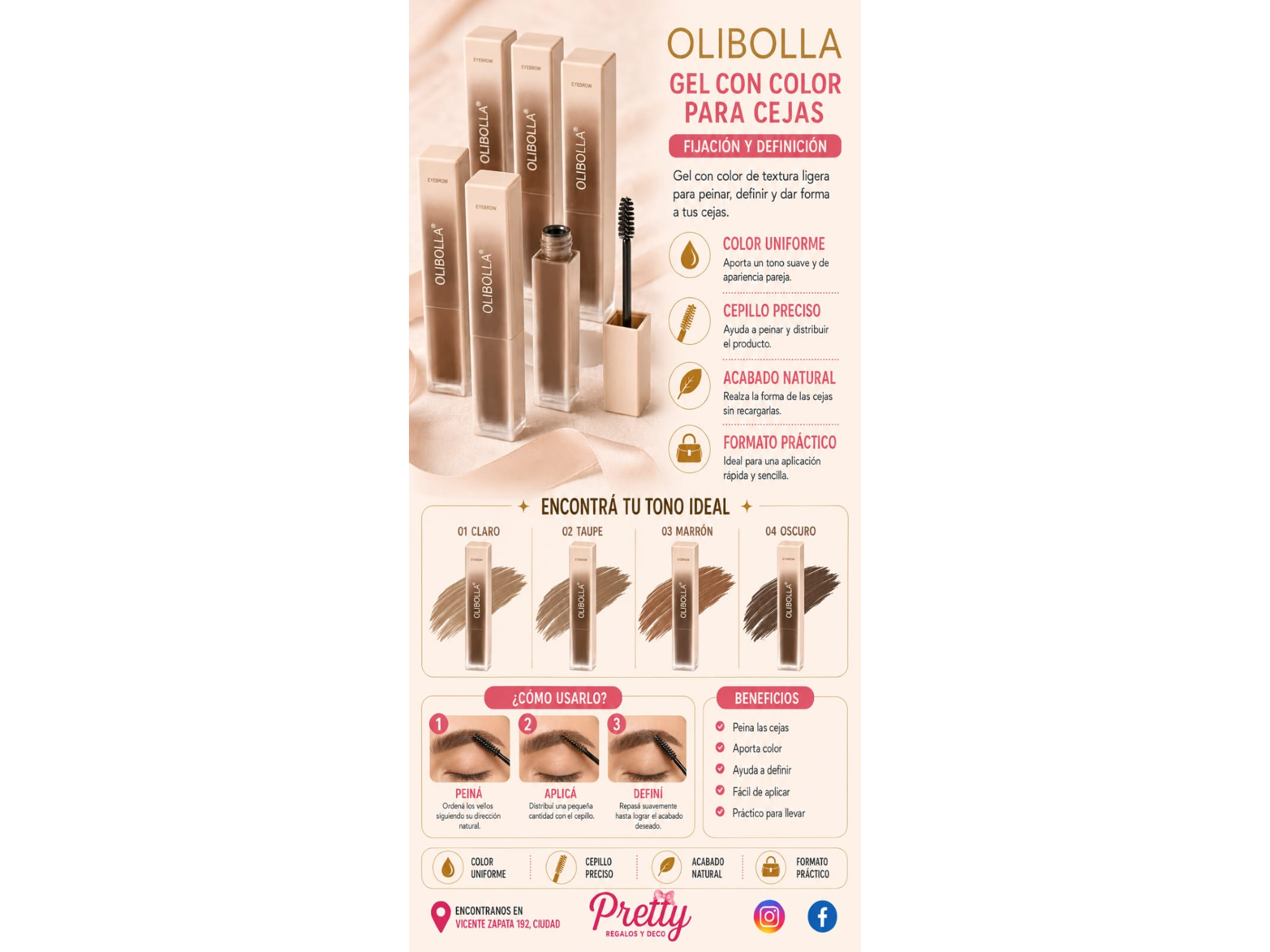 Gel con color para cejas OLIBOLLA