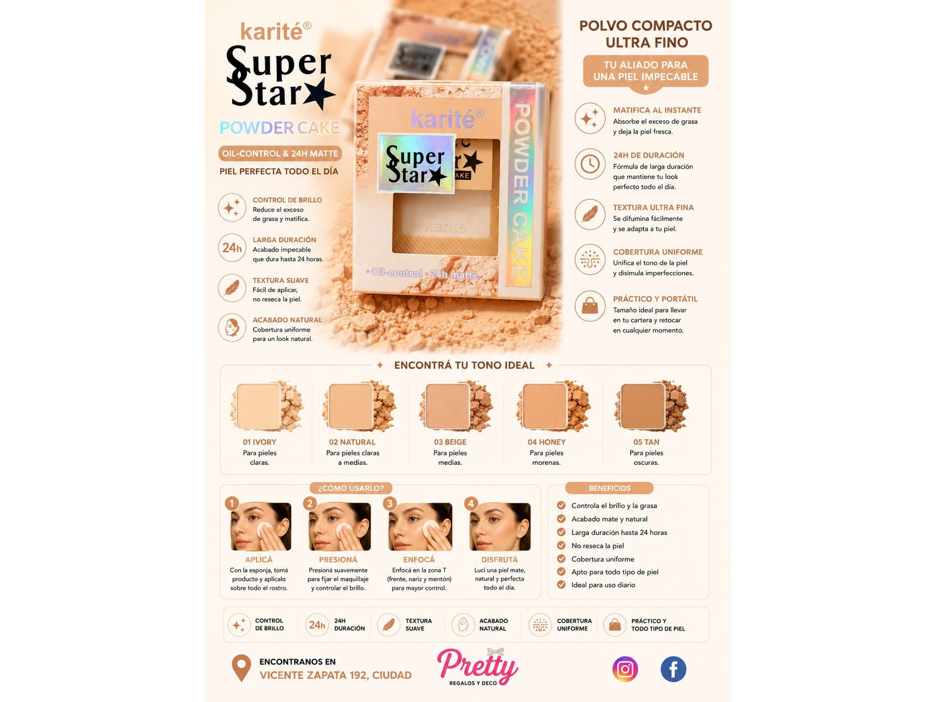 Polvo compacto Karité Super Star Powder Cake