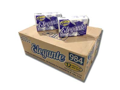 PAÑUELOS DESCARTABLES - Caja 30 Pack de 6 x 12 u/ c/u Doble hoja ELEGANTE