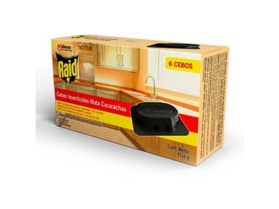 INSECTICIDA RAID CEBO Mata Cucarachas caja x 6 u.