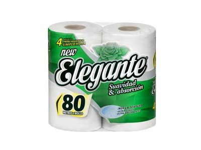 PAPEL x 80 mts Pack 4 u/ hoja simple - ELEGANTE blanco