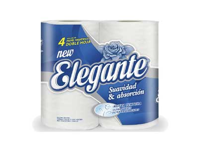 PAPEL x 30 mts Pack 4 u/ hoja DOBLE - ELEGANTE blanco