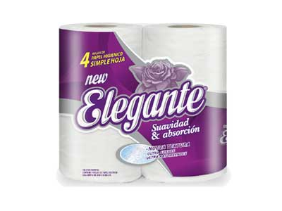 PAPEL x 30 mts Pack 4 u/ hoja simple - ELEGANTE blanco