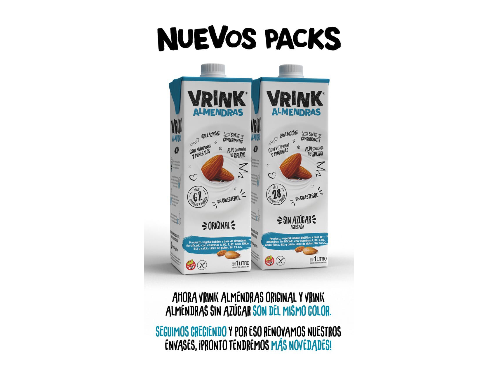 Bebida de ALMENDRAS ORIGINAL SIN AZUCAR VRINK x 1Lt