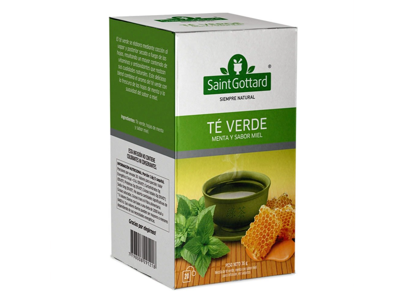 Té Verde Menta y Sabor Miel Saint Gottard x20