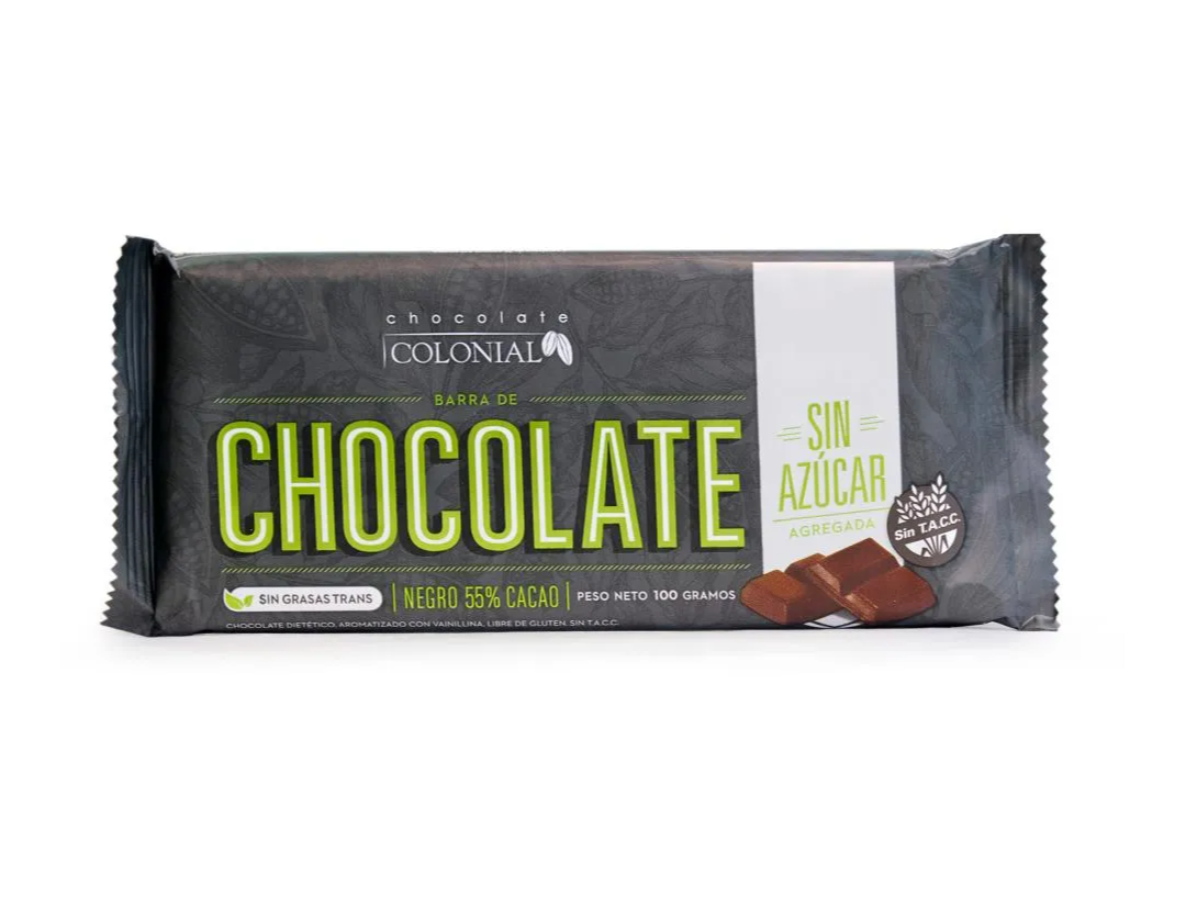 Chocolate Colonial 55% Cacao Sin Azúcar 100gr