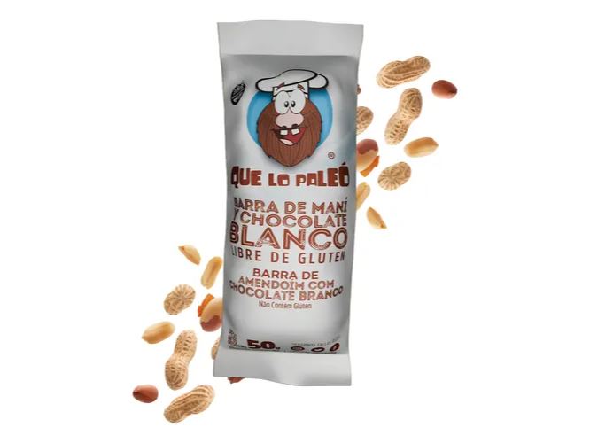 Barrita Chocolate Blanco y Maní Que Lo Paleo 50gr SIN TACC