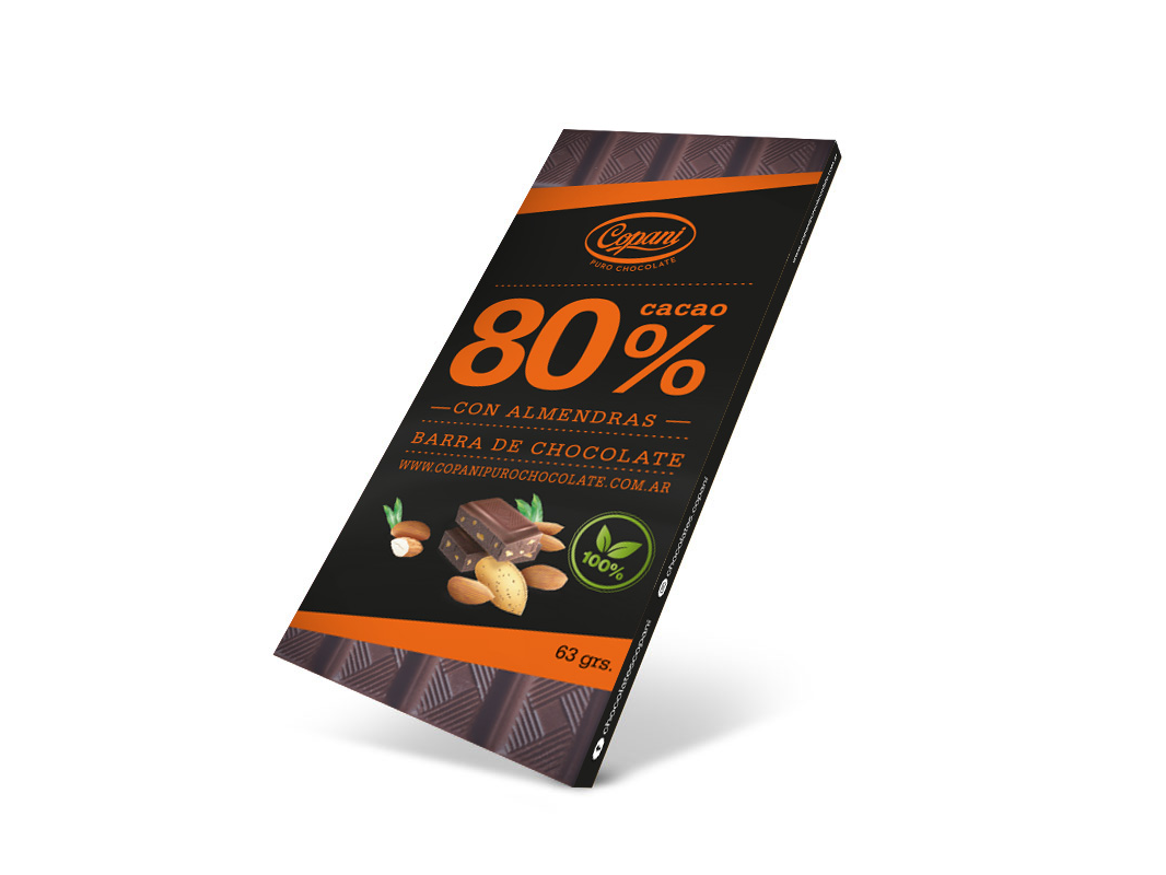 Chocolate 80% Cacao Con Almendras 65gr Copani