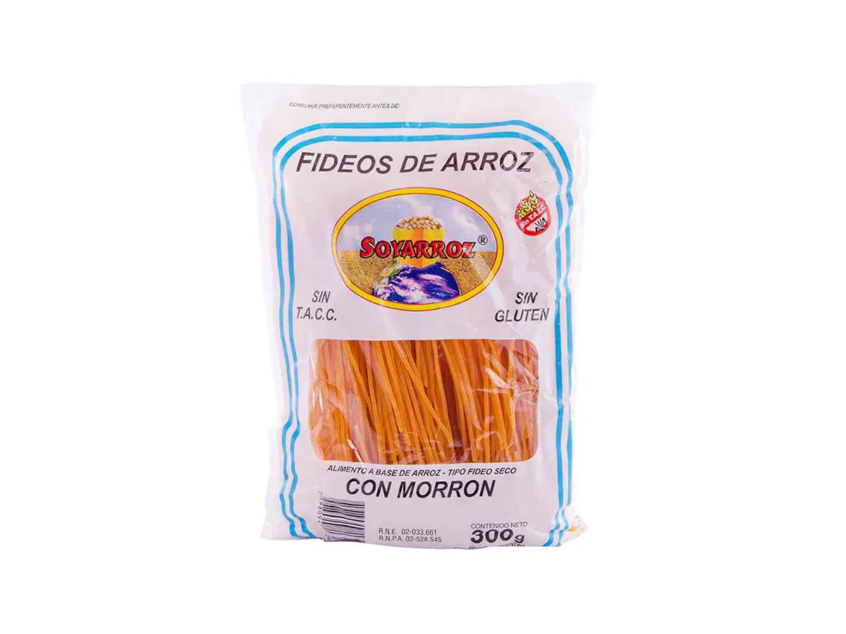 Fideos de Arroz Con Morron SIN GLUTEN 300gr SoyArroz