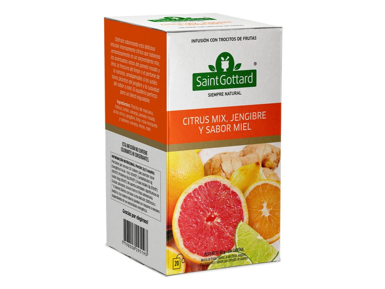 Té Citrus Mix Jengibre y Sabor Miel Saint Gottard x20