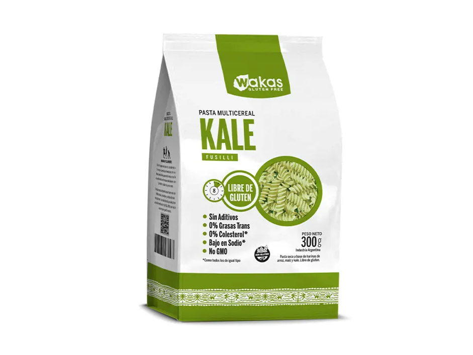 Fideos Fusilli Con Kale SIN GLUTEN 300gr Wakas