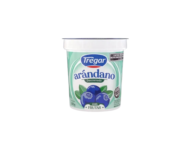 Yogurt Descremado Con Arandanos 160gr Tregar SIN TACC