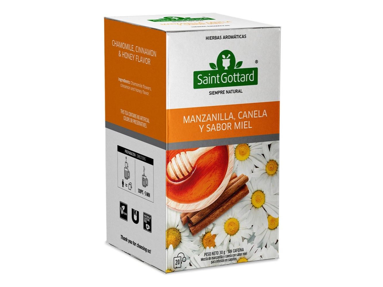 Té Manzanilla Canela y Sabor Miel Saint Gottard x20