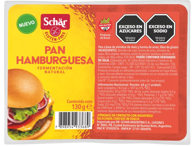 Pan tipo Hamburguesa Libre de Gluten Schar 130g