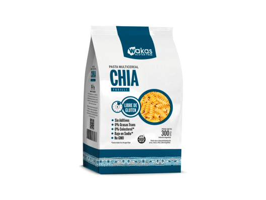 Fideos Fusilli Con Chia SIN GLUTEN 300gr Wakas