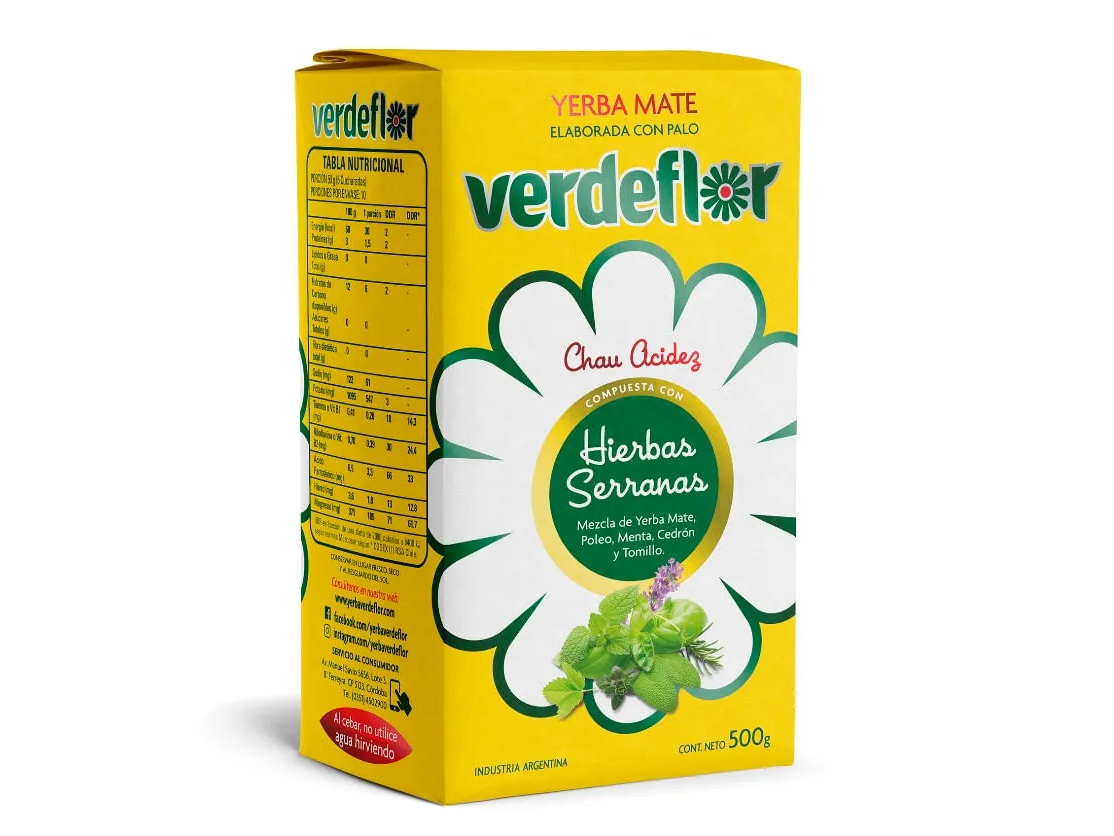 Yerba Mate Verde Flor Hierbas Serranas  500gr