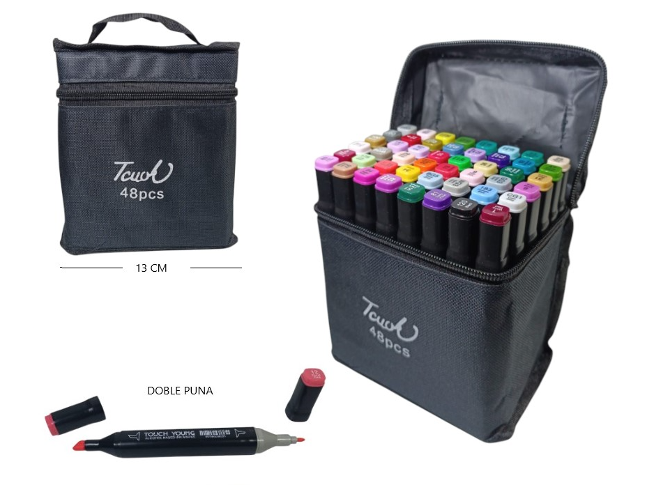 MARCADORES X48PCS DOBLE PUNTA