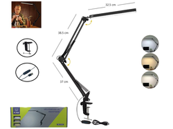 VELADOR LED ARTICULADA C/MORSA SIN BASE