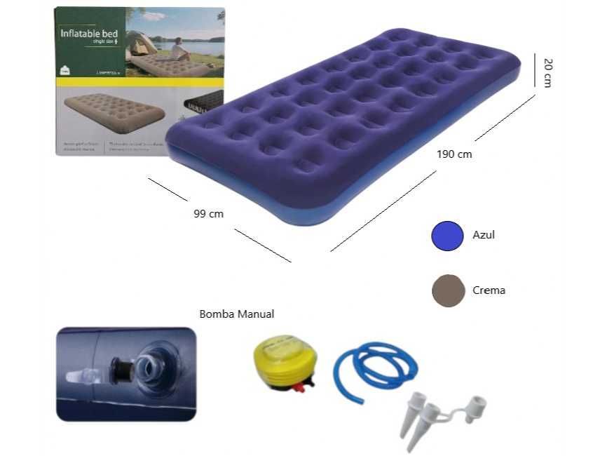 COLCHON INFLABLE + INFLADOR MANUAL