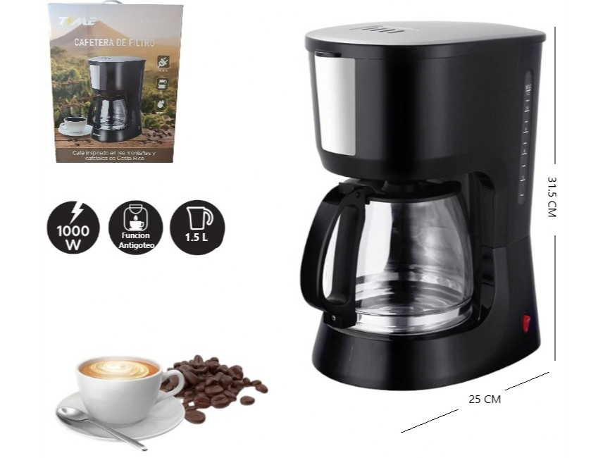 CAFETERA DE FILTRO 1.5L 1000W 12 TAZAS