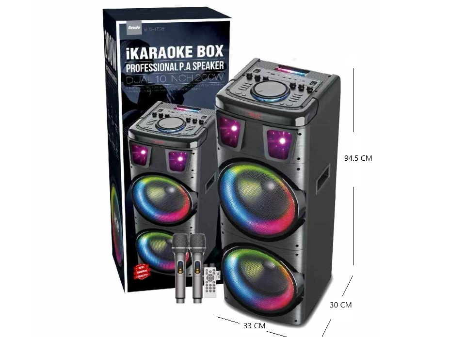 PARLANTE BT CON LUZ 10X2 PLG 200W