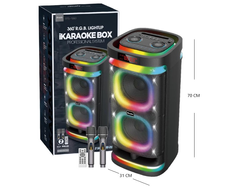 PARLANTE 2X8 PLG C/ 2 MICROFONO LUZ RGB