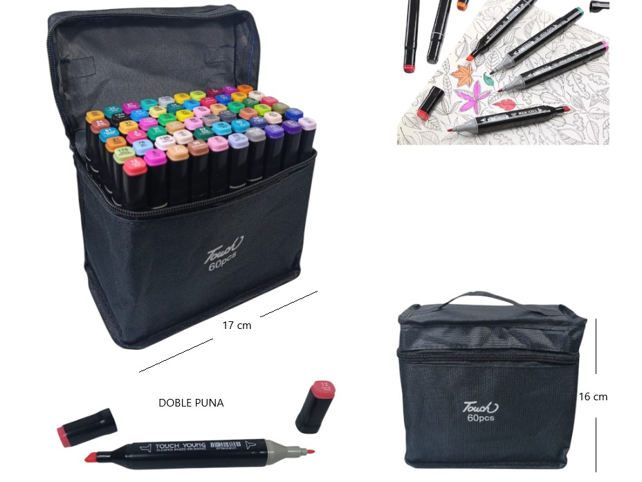 MARCADORES DOBLE PUNTA X60PCS