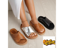 SANDALIA CUERO PLATEADA CRUZADA