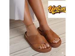 SANDALIA CUERO CAMEL CRUZADA