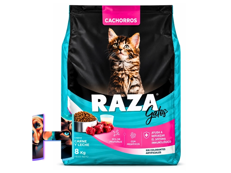 RAZA GATITO CARNE Y LECHE 8KG