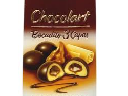 Bombon de Choc. Blanco relleno con Dulce de Leche bañado en Chocolate - 100 Gramos