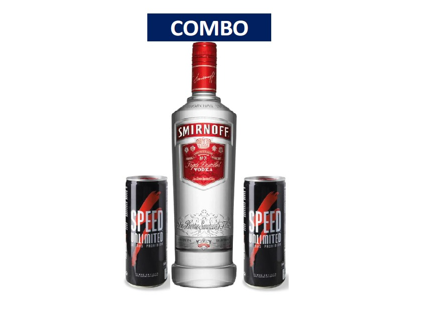 COMBO 1 SMIRNOF 700C + 2 LATA SPEED X 250C