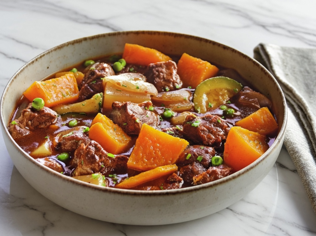 5. Cazuela de carne vacuna con verduras.