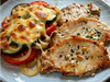 3. Bifes de cerdo con verduras gratinadas.