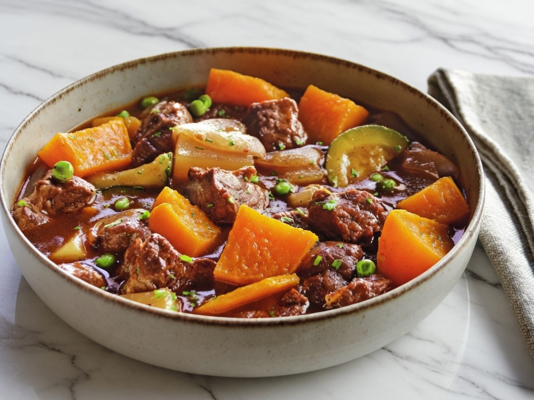 5. Cazuela de carne vacuna con verduras.
