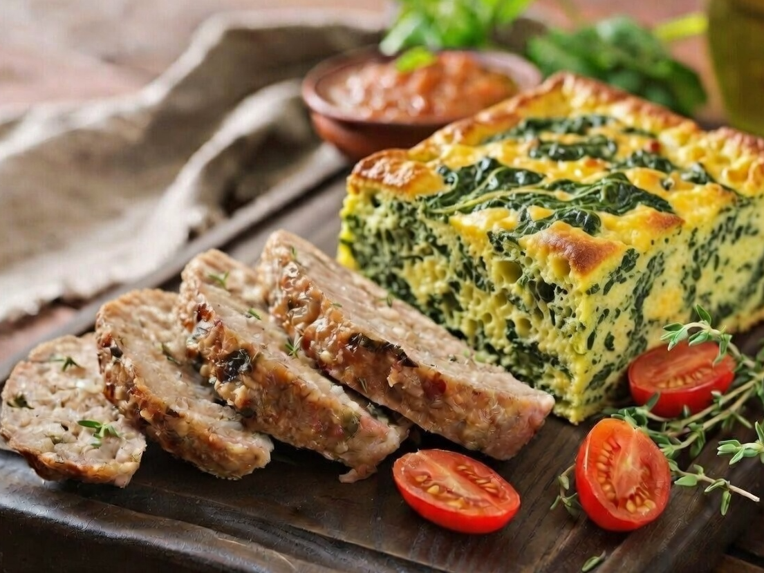 7. Pan de carne con pastel de acelga.