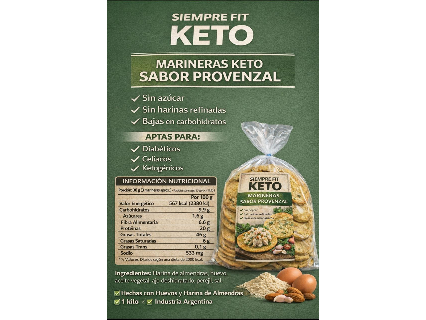 MARINERAS KETO SABOR NATURAL X 1 KGS