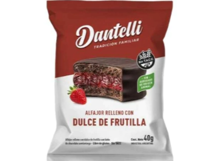 ALFAJOR RELLENO CON DULCE DE FRUTILLA X 12 UNI