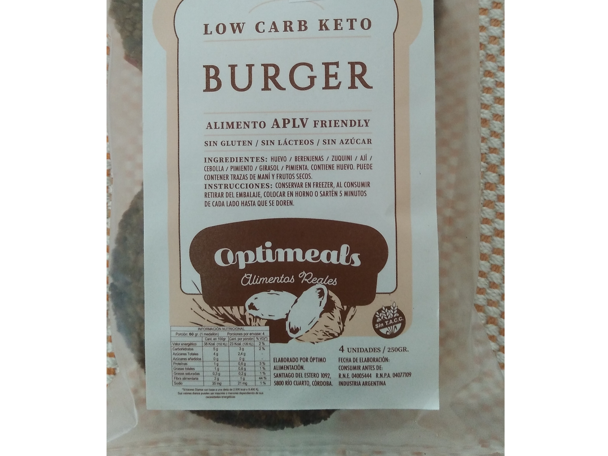 BURGER  LOW CARB KETO  X 4