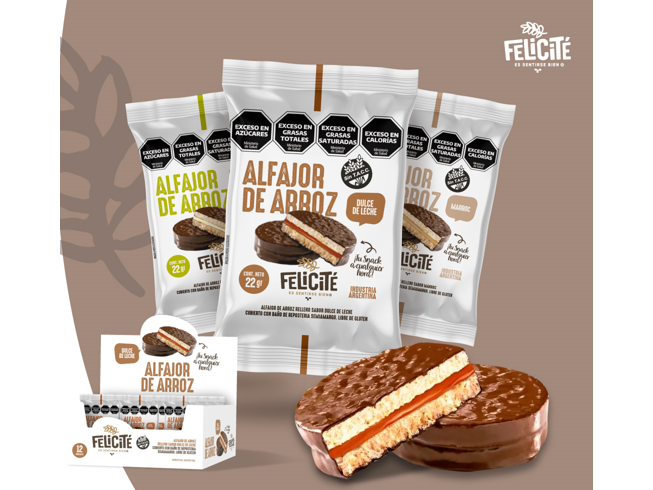 ALFAJOR DE ARROZ C/DULCE DE LECHE POR 12 UNID SIN TACC