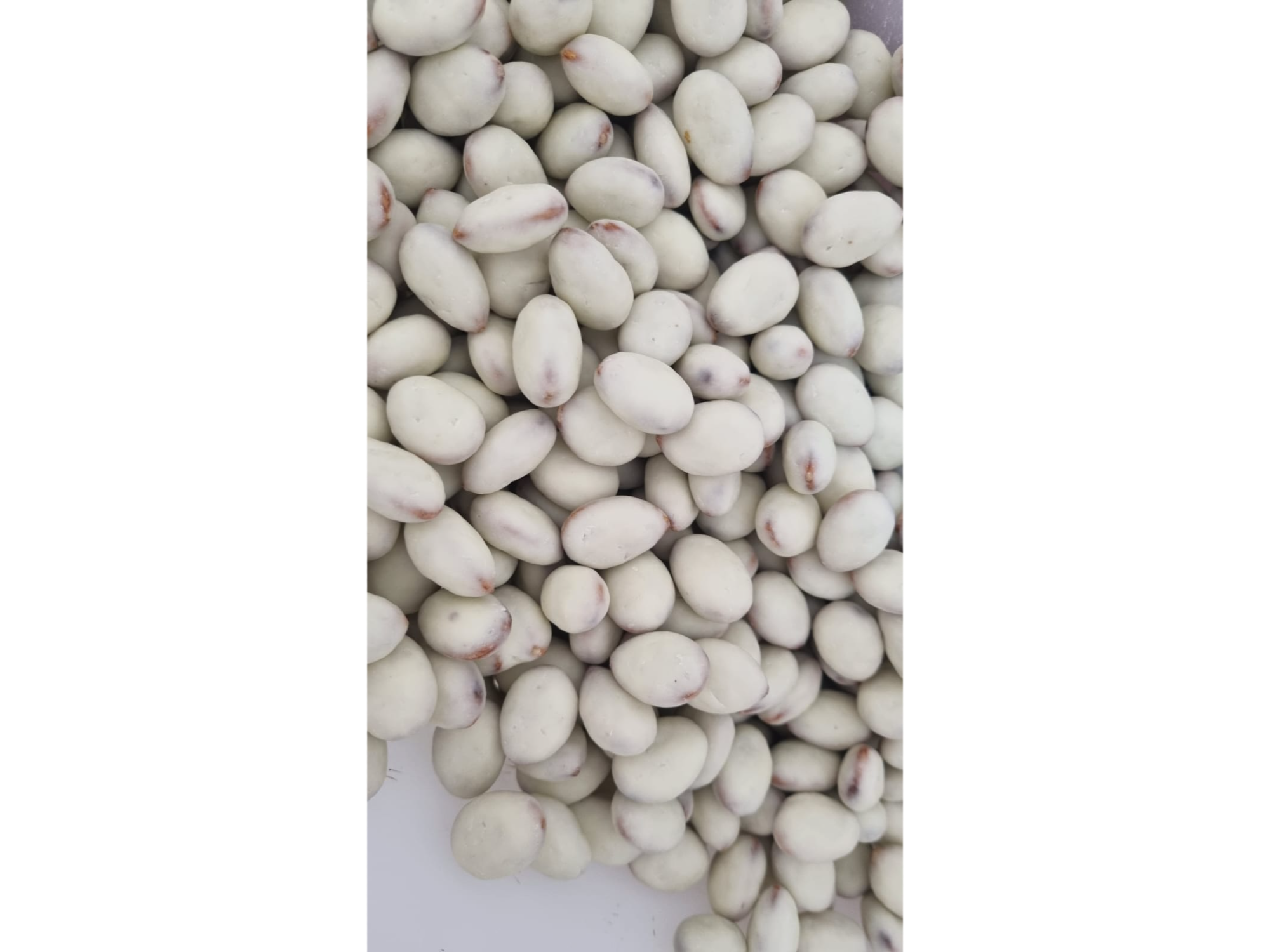 Almendras bañadas en choco blanco sin azúcar x 1 kg