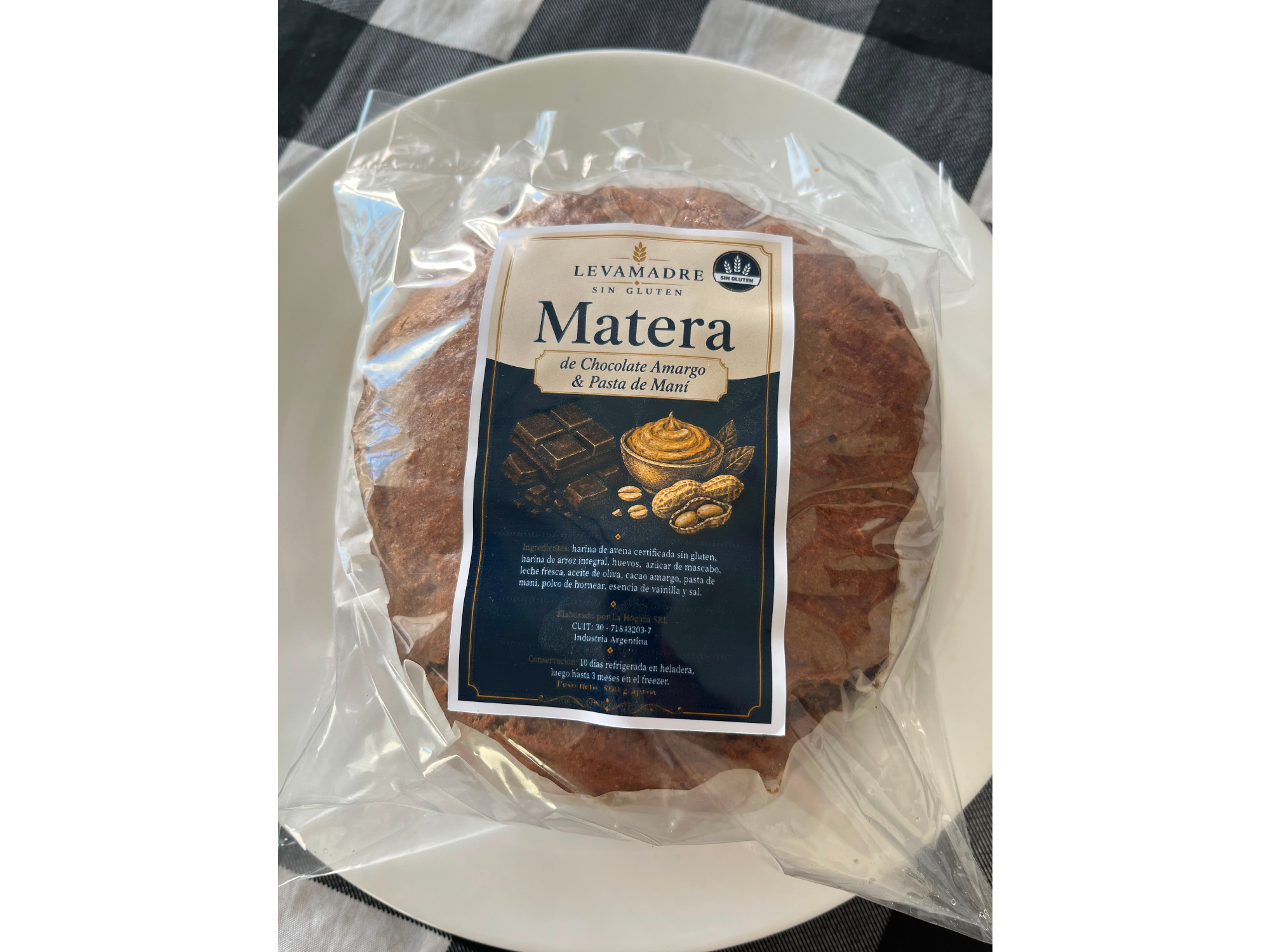 TORTA MATERA PASTA DE MANI Y CACAO AMARGO X 600 GRS APROX