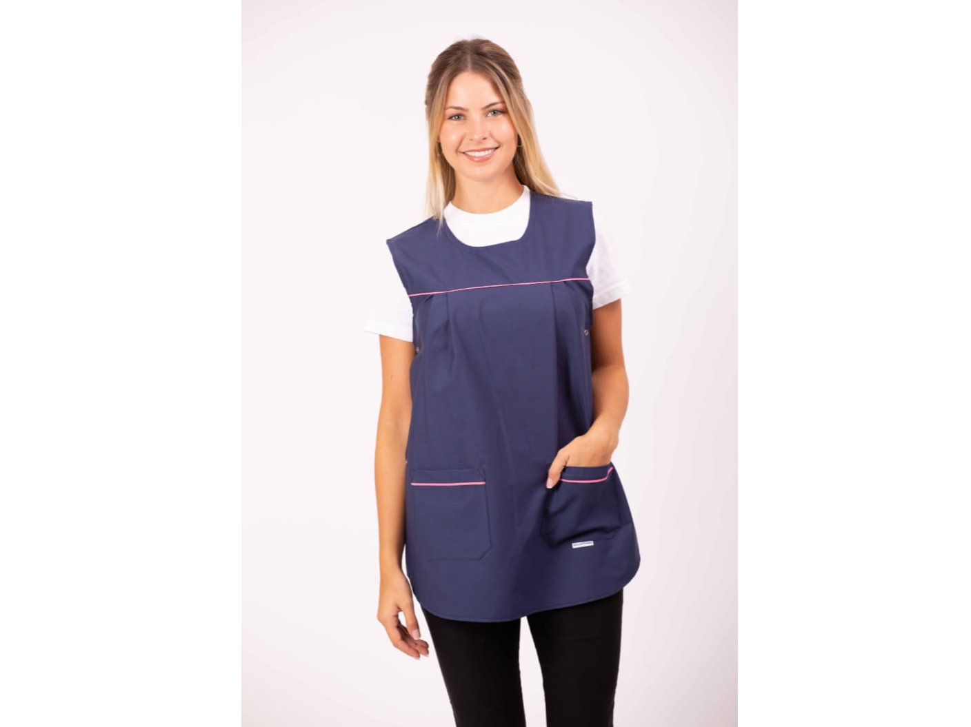 341 - MRC PONCHITO AZUL MARINO CON ROSA CHICLE de Azul Uniformes