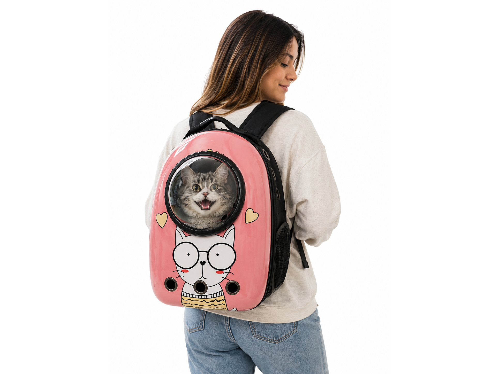 MOCHILA TRANSPORTADORA PARA GATO CON DOMO 1146
