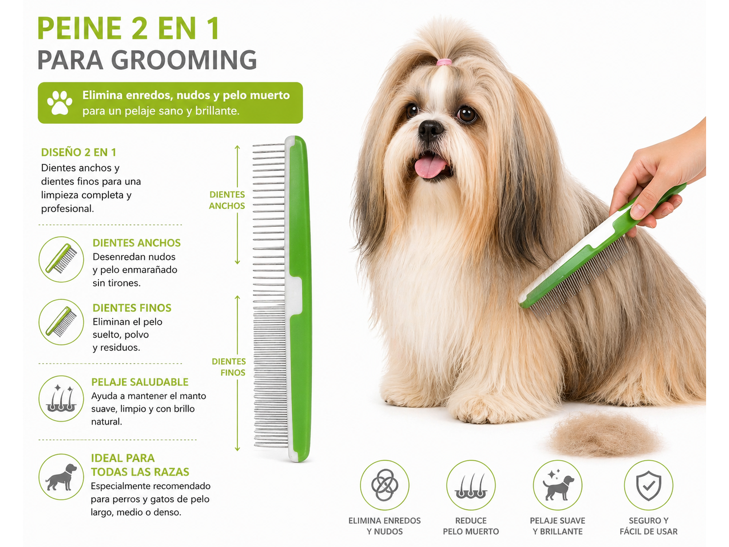 Peine grooming 2 en 1