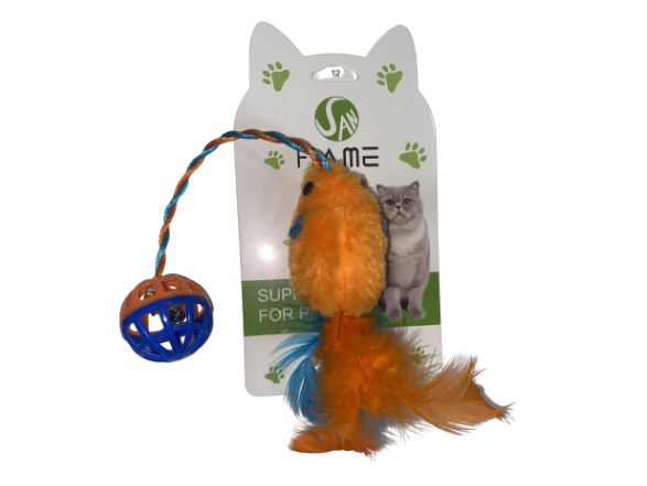 JUGUETE RATON PELUCHE C/PLUMAS Y PELOTA C/CASCABEL 20311 (Copia)