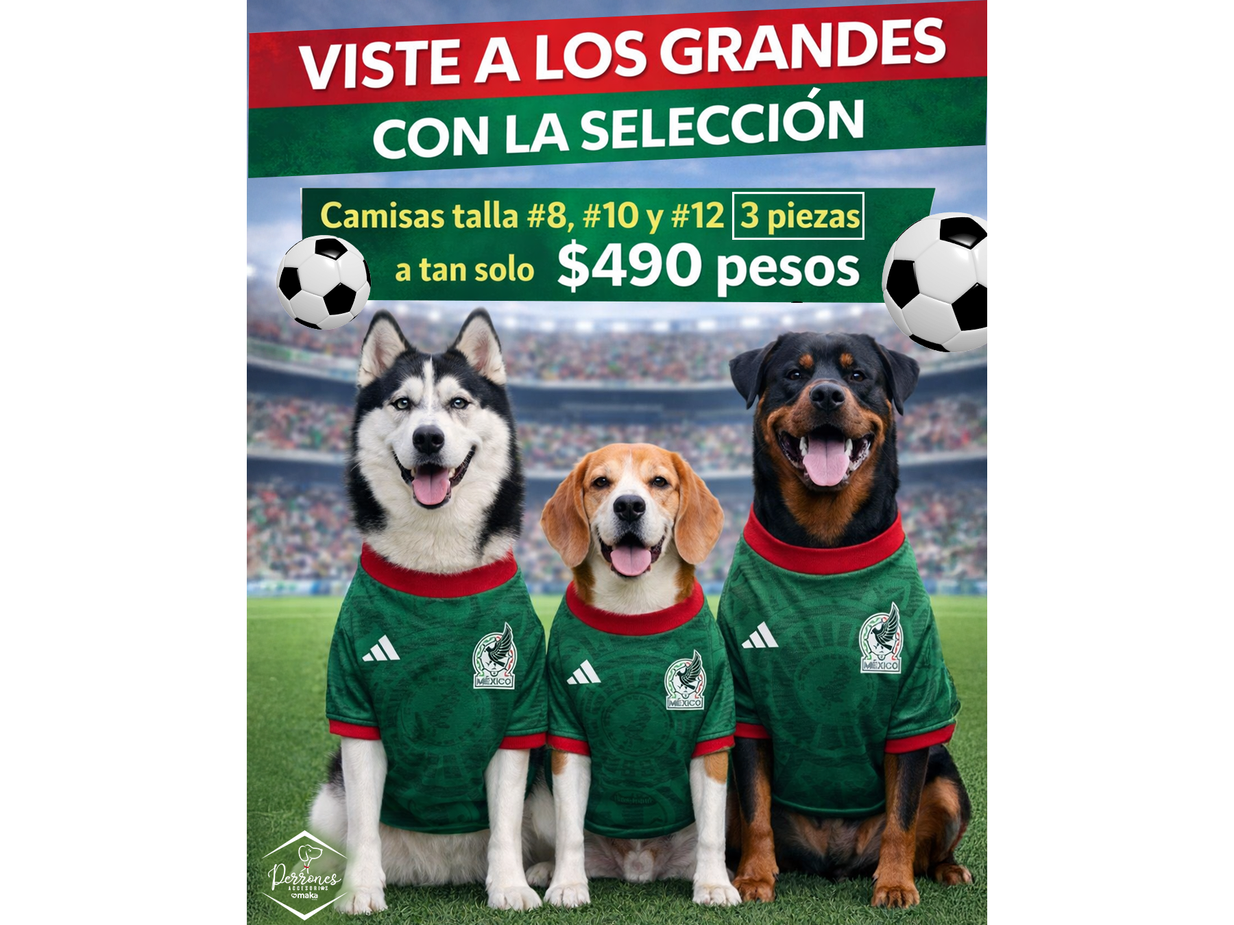 Playera Seleccion Mexicana tallas grandes #8 #10 #12 (Corrida 3 pz)