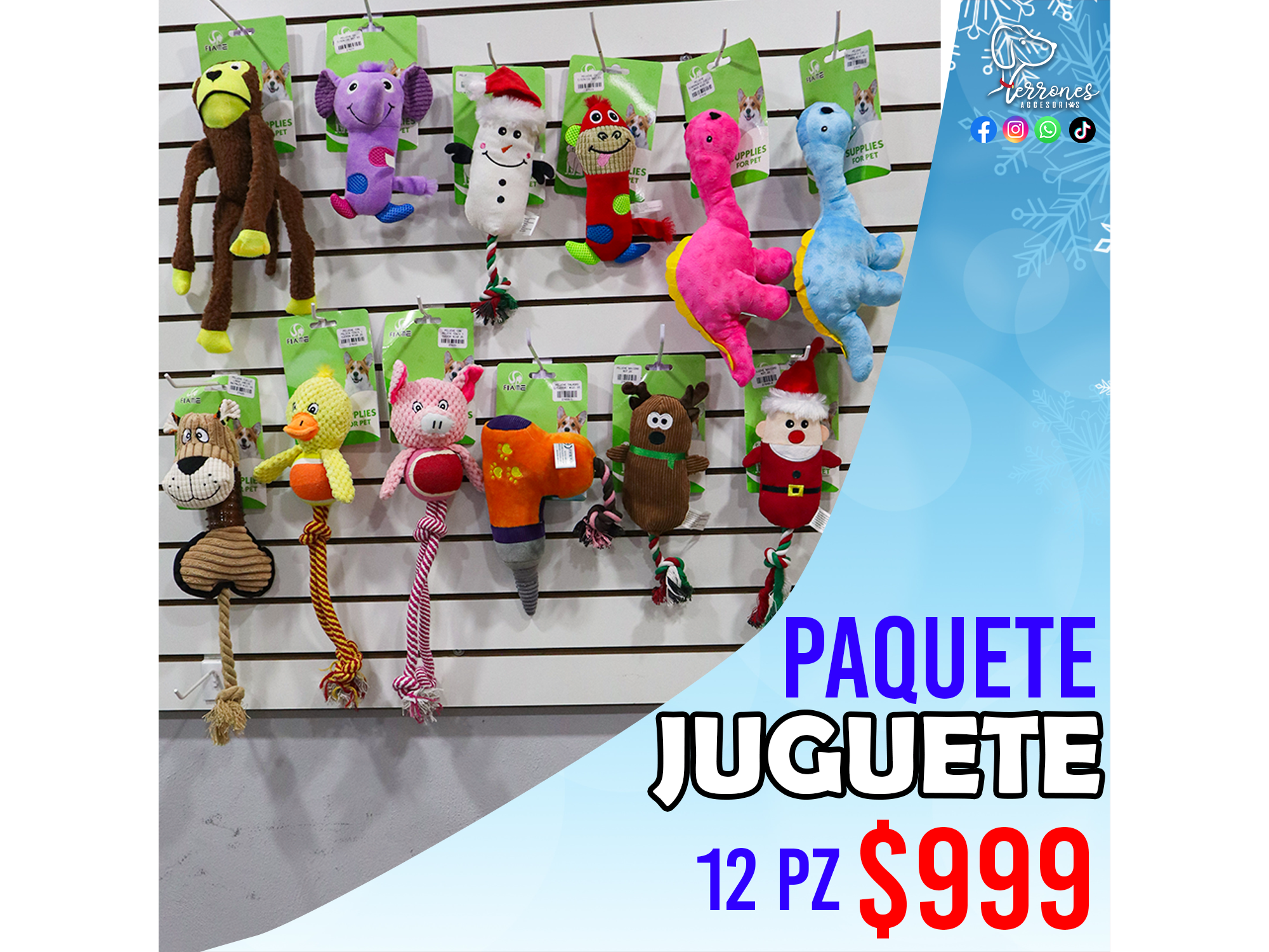 PAQUETE DE JUGUETES PELUCHE 12 PZ - MEDIANOS Y GRANDES