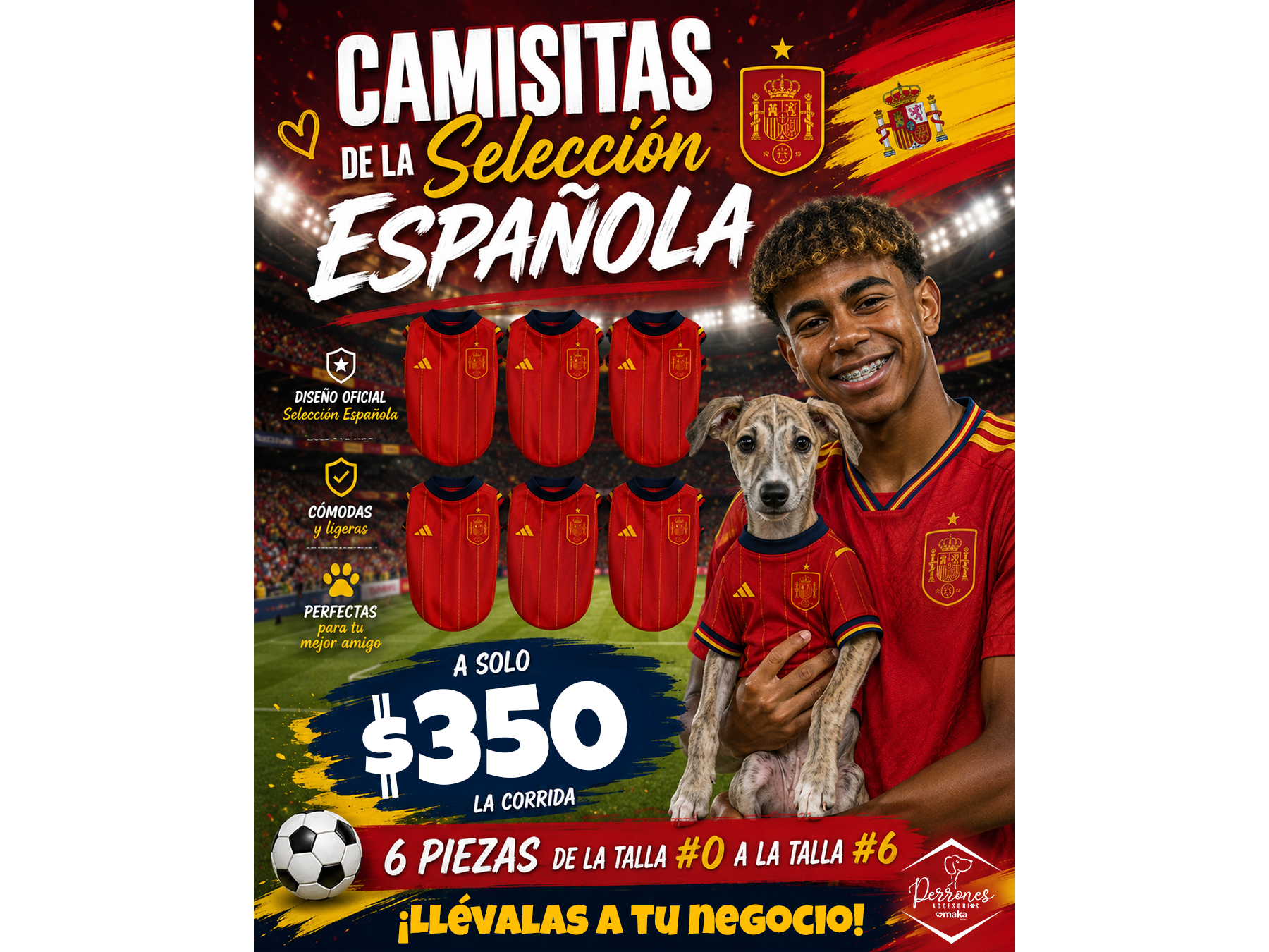 Playera Selección Española 7 pz Corrida #0 a #6